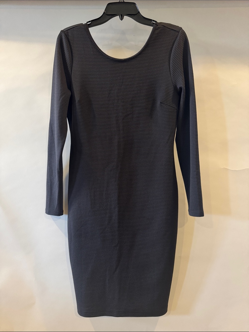 Bodycon Long-Sleeve Ribbed Black Dress